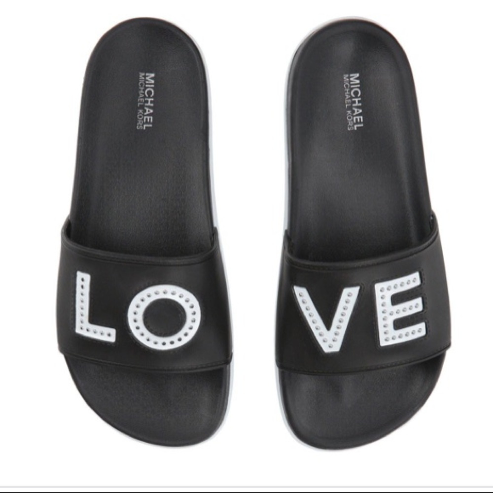 Micheal Kors Tyra Slide ; Eva/LOVE   NWT!!!